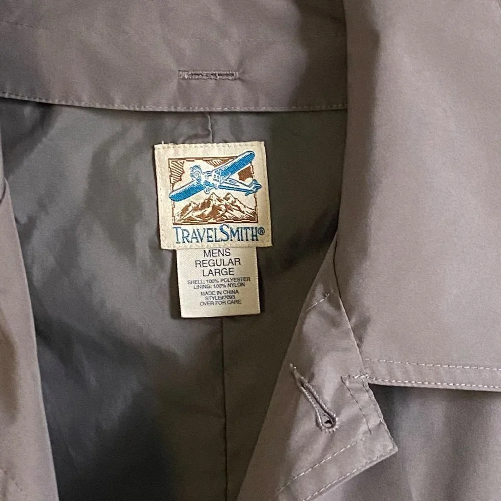 TravelSmith Long Gray Raincoat Mens Regular Large